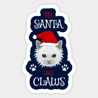 My Santa Has Claws Cat Lover's Cute Christmas Sticker